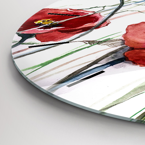 Reloj redondo pared Amapolas rojas pintadas