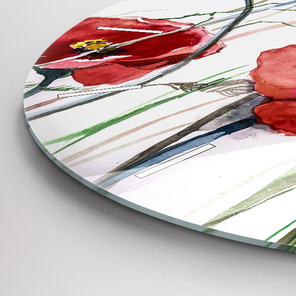 Reloj redondo pared Amapolas rojas pintadas