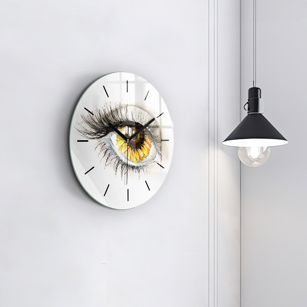 Reloj de pared redondo Girasol en el ojo