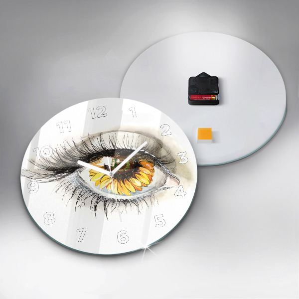 Reloj de pared redondo Girasol en el ojo