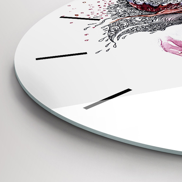 Reloj de cristal redondo Dulce mujer con pastel