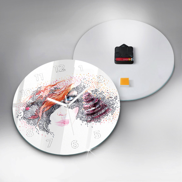 Reloj de cristal redondo Dulce mujer con pastel
