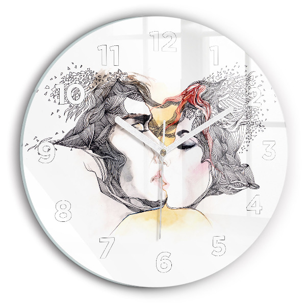 Reloj de pared redondo Dibujo de un beso de amor