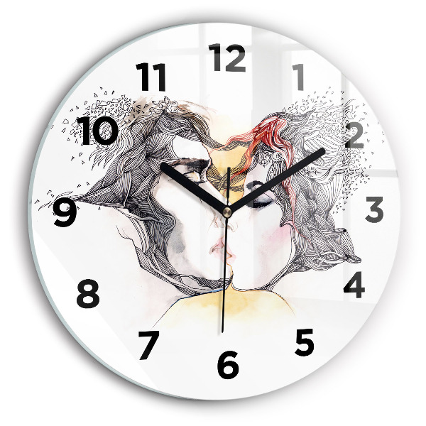 Reloj de pared redondo Dibujo de un beso de amor