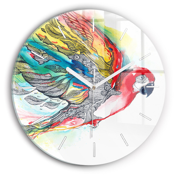 Reloj redondo pared Loro colorido en vuelo