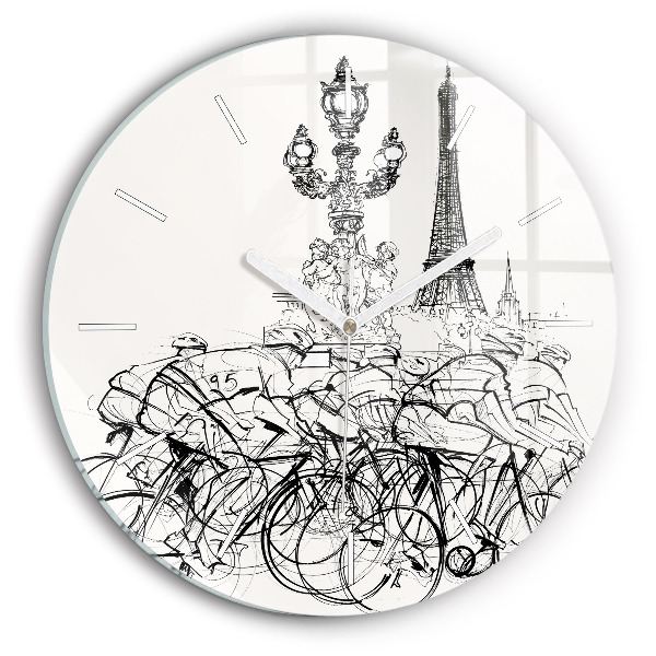 Reloj de cristal redondo Dibujo de una carrera ciclista