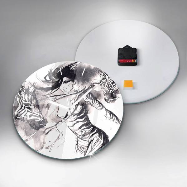 Reloj de cristal redondo Mujer y cebras