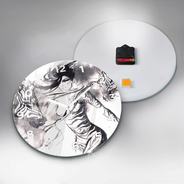 Reloj de cristal redondo Mujer y cebras