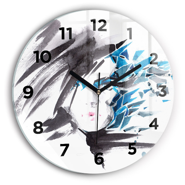 Reloj de cristal redondo Rostro abstracto de mujer
