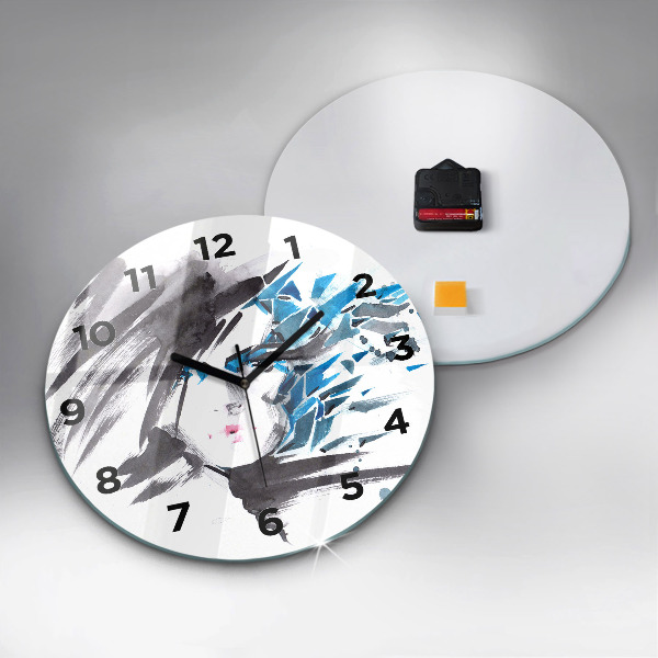Reloj de cristal redondo Rostro abstracto de mujer