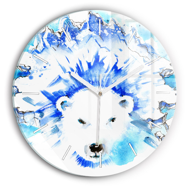 Reloj redondo pared Oso sobre fondo de hielo
