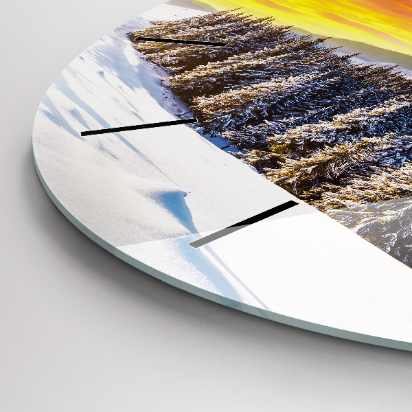 Reloj redondo pared Paisaje invernal de montaña