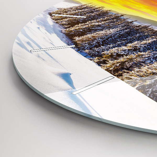 Reloj redondo pared Paisaje invernal de montaña