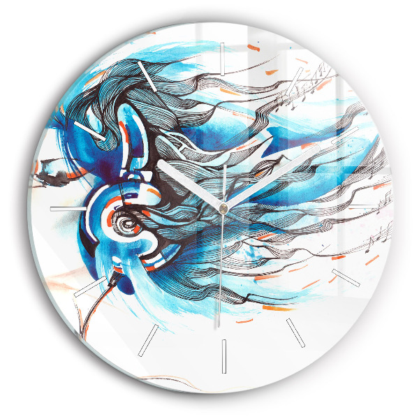 Reloj de pared redondo Ilustración de auriculares