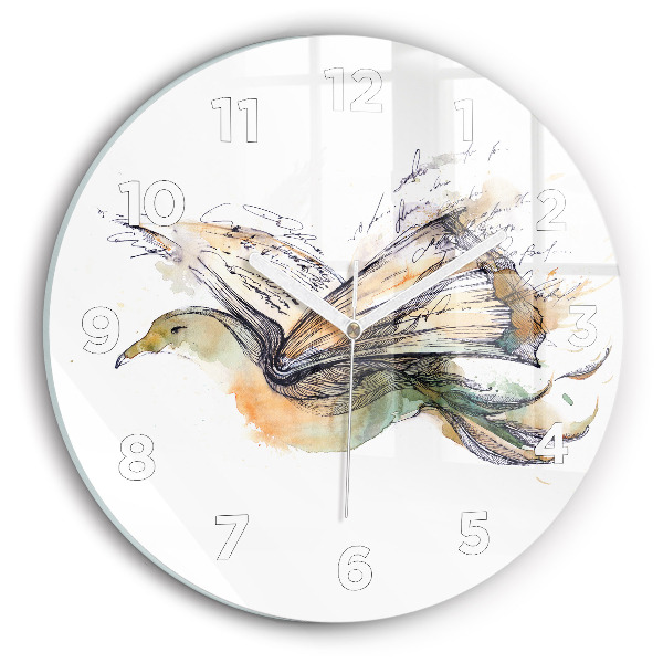 Reloj de cristal redondo Libro de pájaros