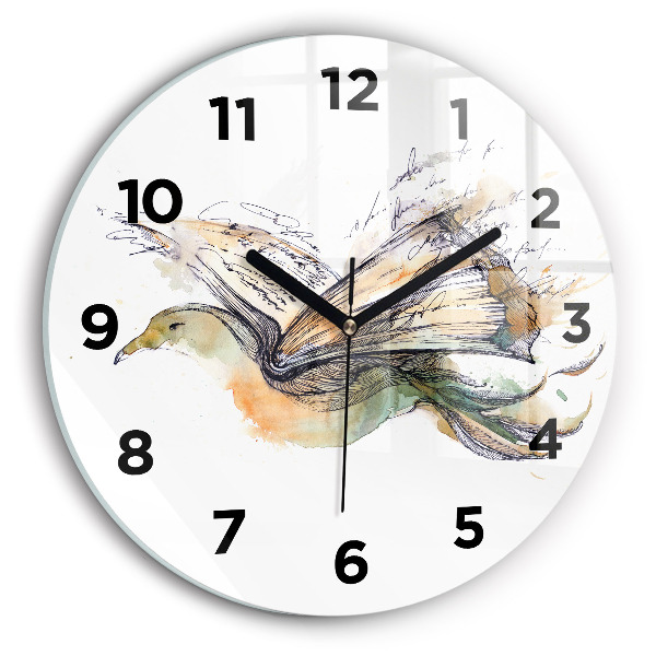 Reloj de cristal redondo Libro de pájaros