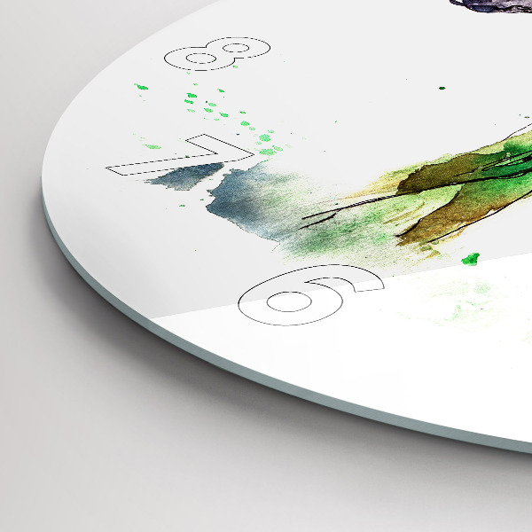 Reloj de cristal redondo Alce y paisaje de montaña