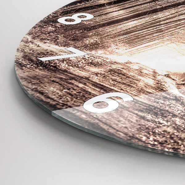 Reloj de pared redondo Camino forestal en sepia