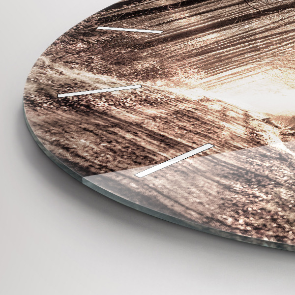 Reloj de pared redondo Camino forestal en sepia