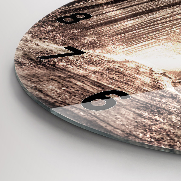 Reloj de pared redondo Camino forestal en sepia