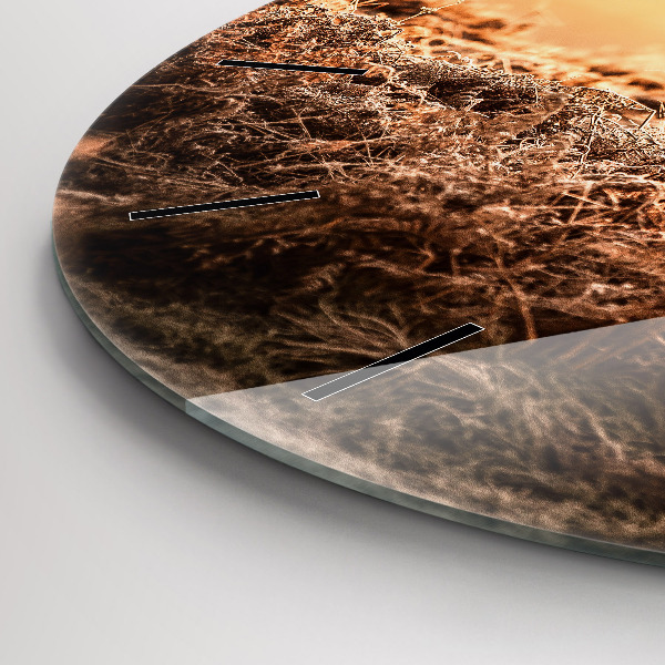 Reloj de cristal redondo Ciervo al amanecer