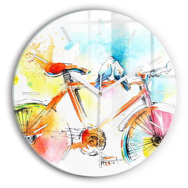 Reloj de cristal redondo Bicicleta pintada