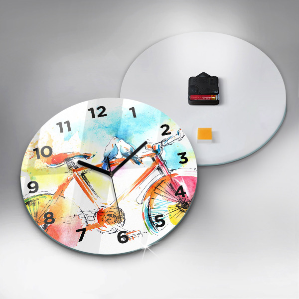 Reloj de cristal redondo Bicicleta pintada