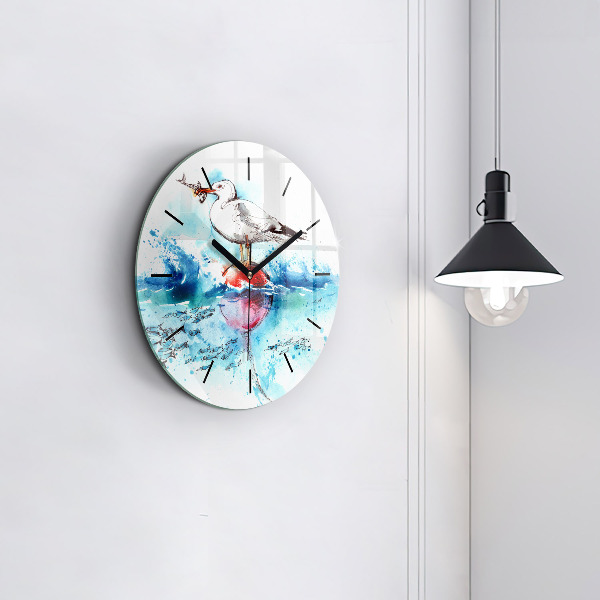Reloj de pared redondo Gaviota pintada