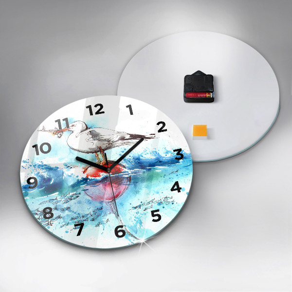 Reloj de pared redondo Gaviota pintada
