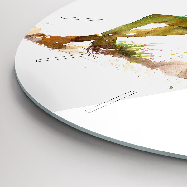 Reloj de cristal redondo Montaña pintada y caballo