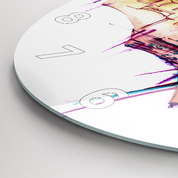 Reloj de pared redondo Paraguas y ciudad