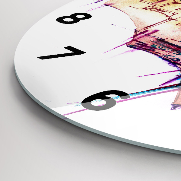 Reloj de pared redondo Paraguas y ciudad