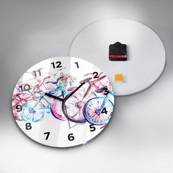 Reloj redondo pared Bicicletas urbanas de colores