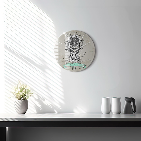 Reloj de pared redondo Cabeza de ciervo