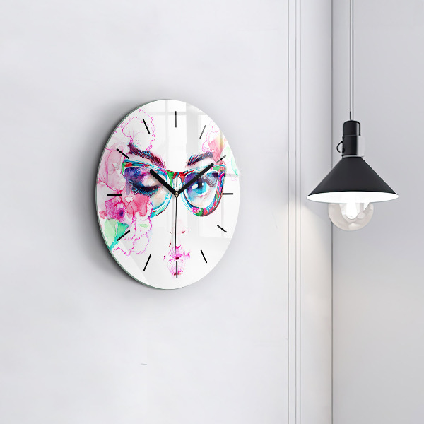 Reloj redondo pared Rostros de mujer con gafas