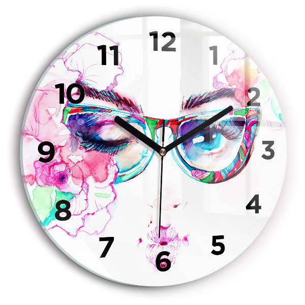 Reloj redondo pared Rostros de mujer con gafas