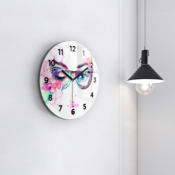 Reloj redondo pared Rostros de mujer con gafas
