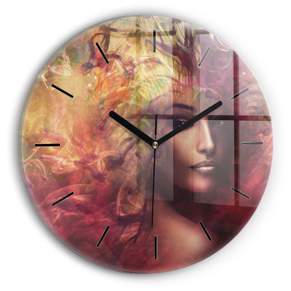 Reloj de cristal redondo Retrato de mujer