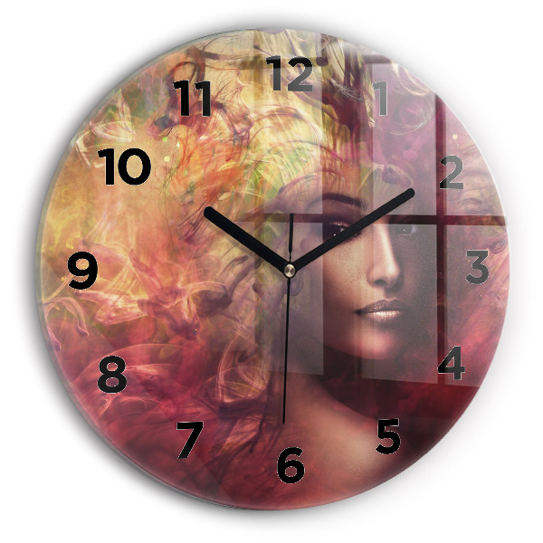 Reloj de cristal redondo Retrato de mujer