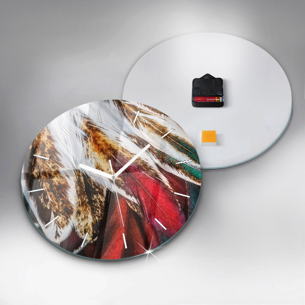 Reloj de pared redondo Plumas marrón claro de un pájaro