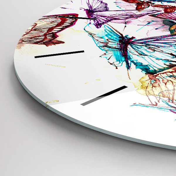 Reloj de cristal redondo Mariposas de ojos de colores