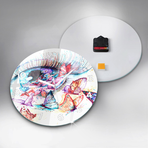 Reloj de cristal redondo Mariposas de ojos de colores
