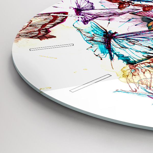 Reloj de cristal redondo Mariposas de ojos de colores