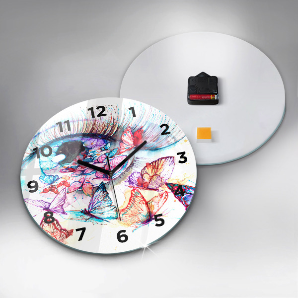 Reloj de cristal redondo Mariposas de ojos de colores