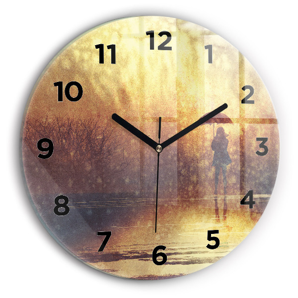 Reloj redondo pared Mujer con paraguas