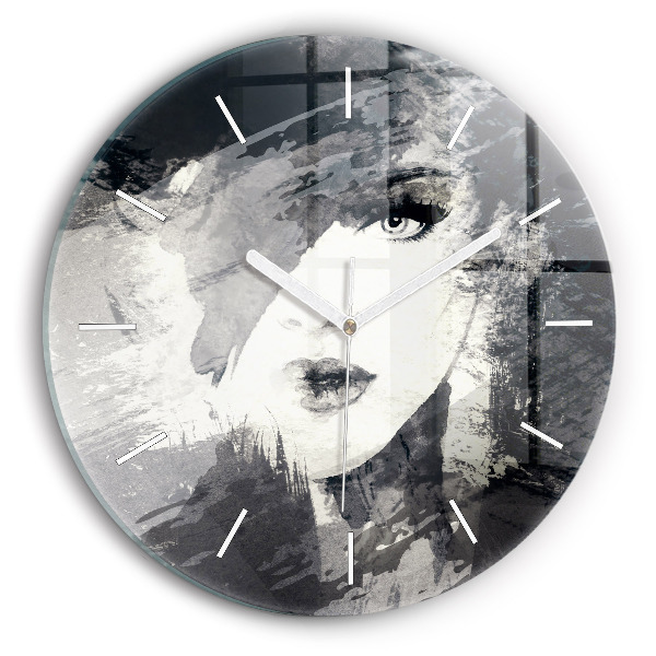 Reloj de pared redondo Mujer - acuarela