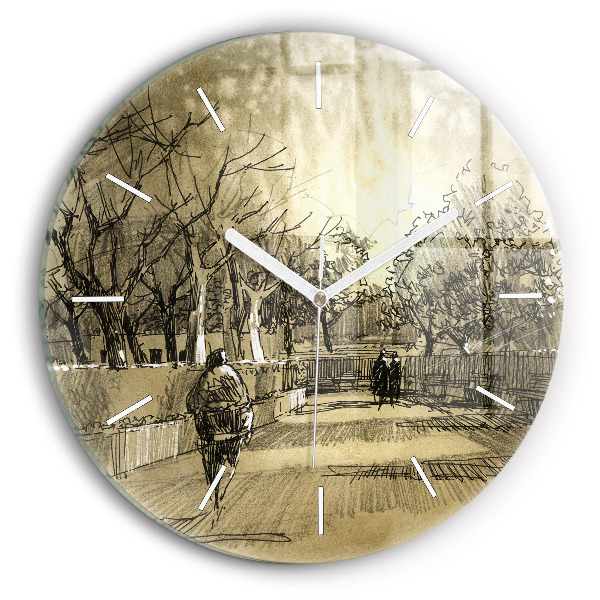 Reloj redondo pared Parque y árboles en sepia