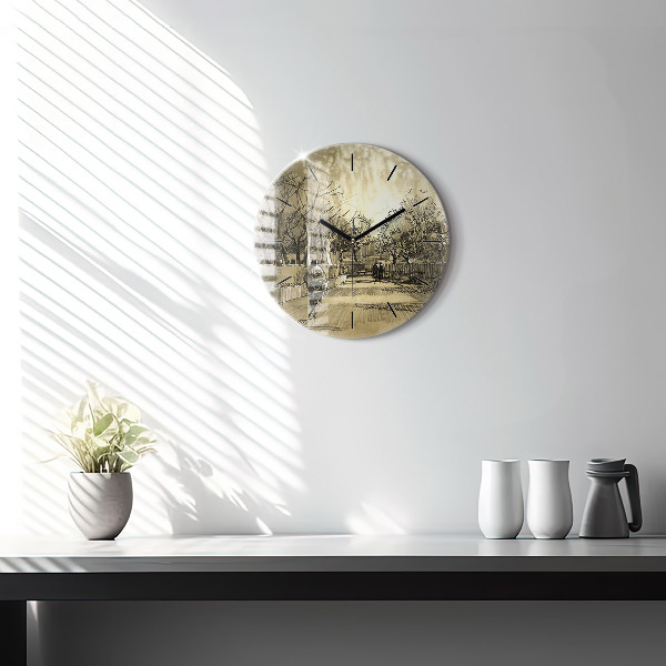 Reloj redondo pared Parque y árboles en sepia