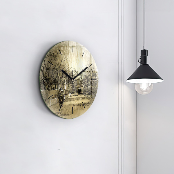Reloj redondo pared Parque y árboles en sepia