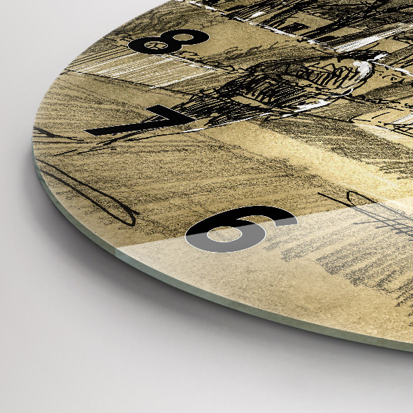 Reloj redondo pared Parque y árboles en sepia